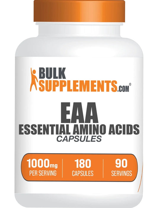 Bulksupplements Essential Amino Acids Capsules (EAA) - 1000Mg per Serving (180 Capsules - 90 Servings)